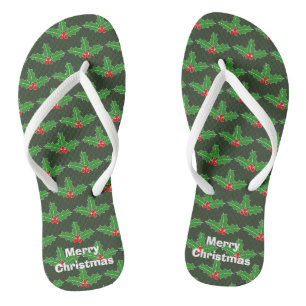 Tongs Noël en Juillet feuille de saint feuillage flip fl