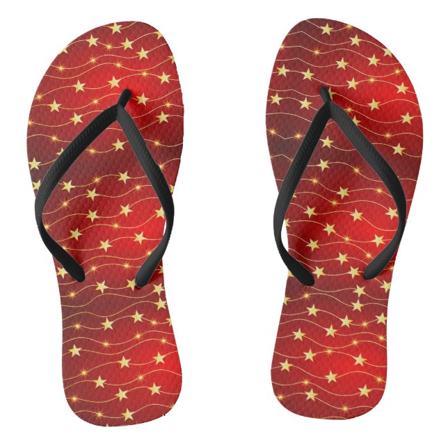 Tongs Noël Golden Stars Fêtes rouges (Semelle)