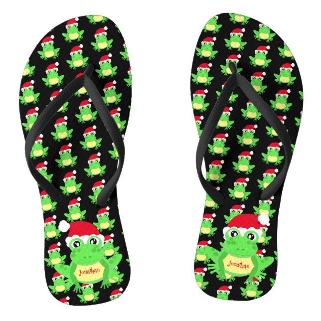 Tongs Noël Grenouille noire Père Noël Nom du Motif (Semelle)