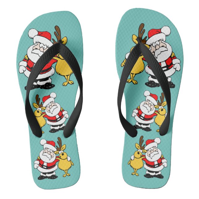 Tongs Noël Père Noël Reindeer Red Yellow Cadeau (Semelle)