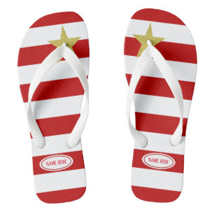 Tongs Noël Rouge Blanc rayures Parties scintillant Étoil