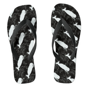 Tongs noir de baleines blanches