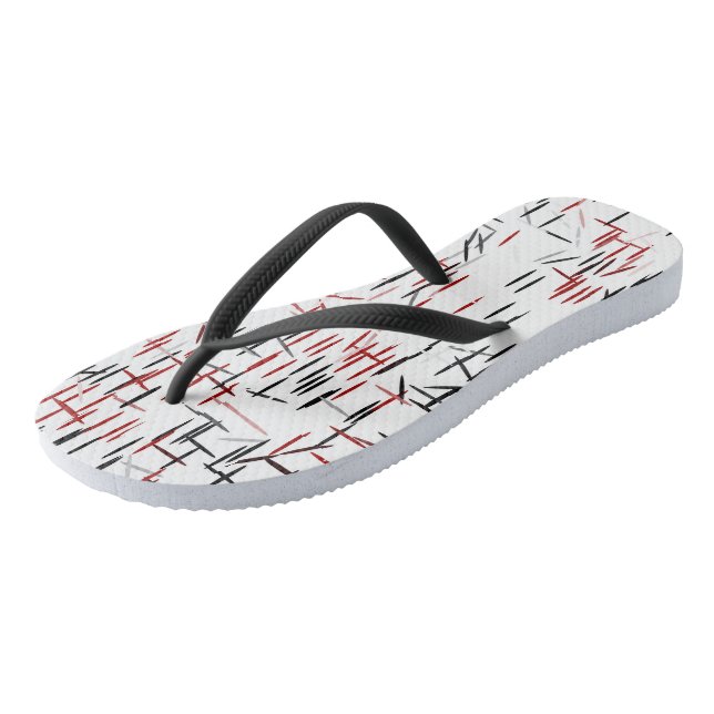 Tongs Noir rouge et blanc abstrait (Incliné)