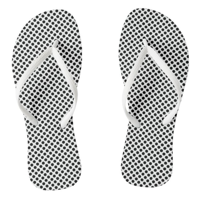 Tongs Noir sur blanc Pois de petite taille (Semelle)