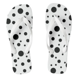Tongs Noir sur le Motif Polka blanc
