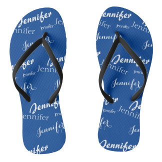 Tongs Nom bleu marine motif Slim Strap Flip Flops