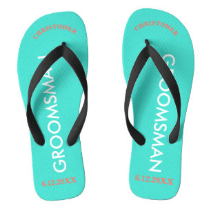 Tongs NOM du Groomsman Turquoise Blue