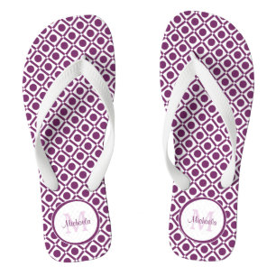 Tongs Nom géométrique moderne violet blanc
