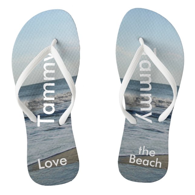Tongs Nom personnalisé Boucles de sable de plage (Semelle)