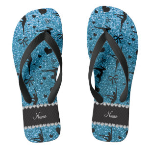 Tongs Nom personnalisé sky Blue parties scintillant gym