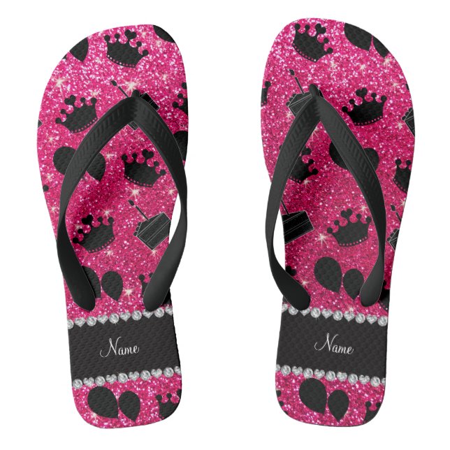 Tongs Nom rose rose parties scintillant couronne ballons (Semelle)