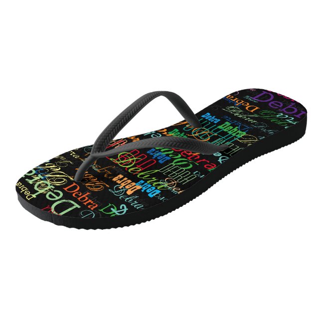 Tongs Noms de couleur Motif sur noir (Incliné)