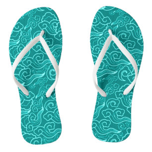 Tongs Nuages japonais vintages, Turquoise et Aqua
