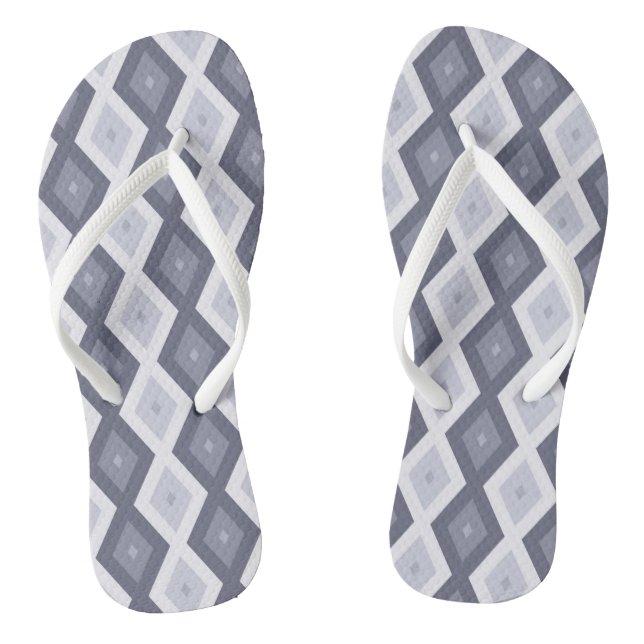 Tongs Nuances de bleu gris motif diamant (Semelle)
