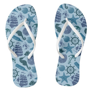 Tongs Nuances nautiques de motif bleu