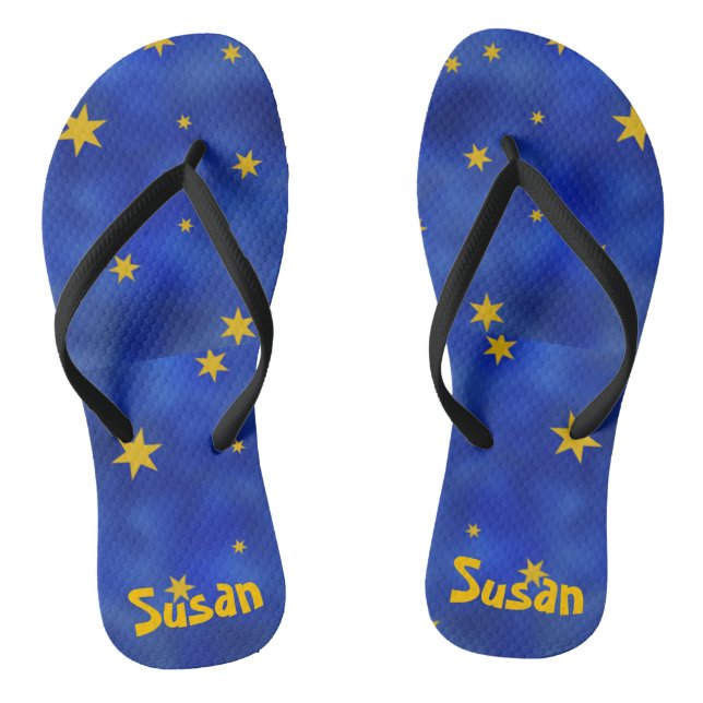Tongs Nuit étoilée bleue avec étoiles or Unisex (Semelle)
