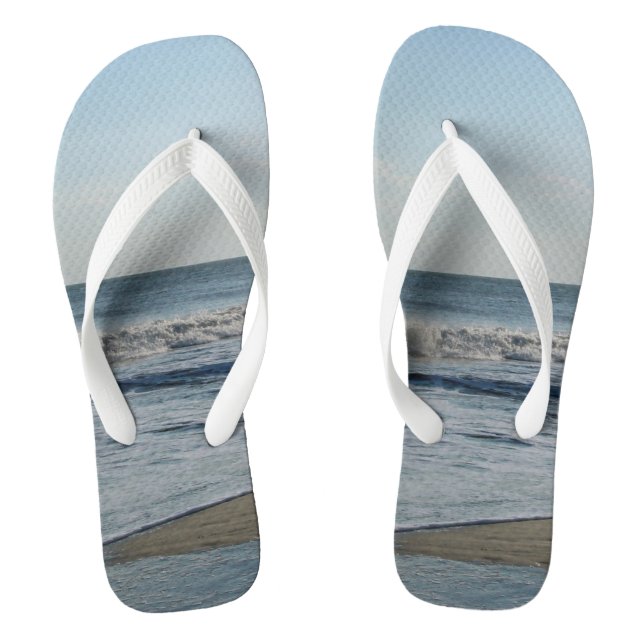 Tongs Ocean Waves Blue Sky Beach Sand (Semelle)