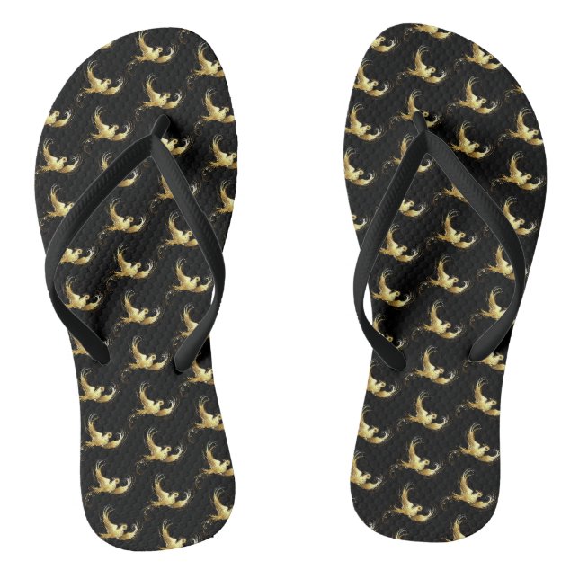 Tongs Oiseau d'or sur Arrière - plan noir (Semelle)