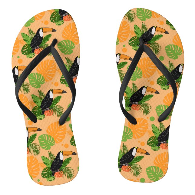 Tongs Oiseau tropical Toucan Motif sans couture (Semelle)