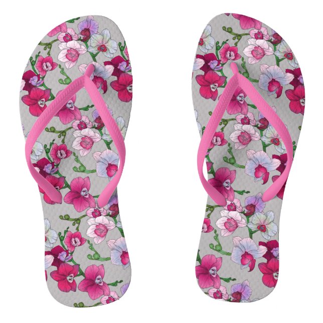 Tongs Orchidées Roses En Fleur (Semelle)