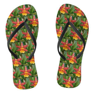 Tongs Orchidées rouges