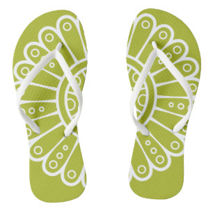 Tongs Ornement blanc avec Arrière - plan vert