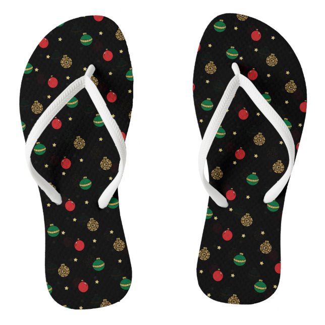 Tongs Ornement de Noël unique Baubles Motif noir (Semelle)
