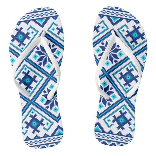 Tongs Ornement Motif bleu folk (Semelle)