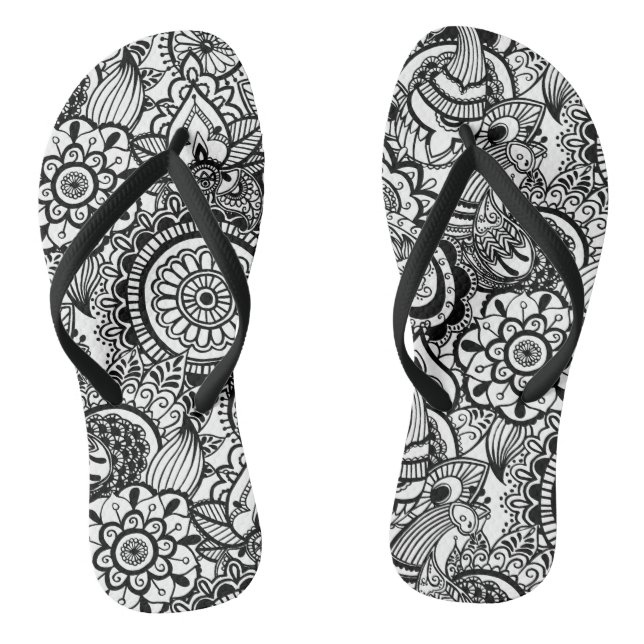 Tongs Paisley floral noir (Semelle)