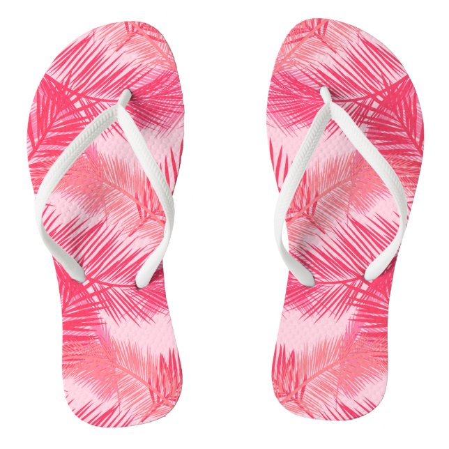Tongs Palm Leaf Print, Fuchsia, Coral et Pastel Pink (Semelle)