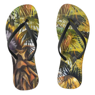Tongs Palmier tropical Coloré Tableau original