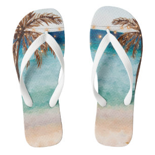 Tongs palmiers à feuilles de palmes tropicales d'été