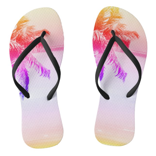Tongs Palmiers de l'île tropicale rétro de la plage (Semelle)