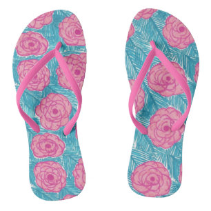 Tongs Palmiers tropicaux Feuilles et fleurs Flipflops