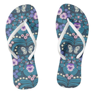 Tongs Pansies, oiseaux et papillons