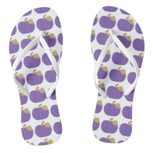 Tongs Pantoufles automnales à motif de citrouilles viole