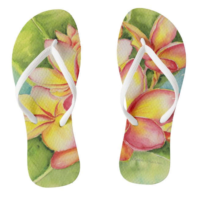 Tongs Pantoufles d'aquarelle Malorie Arisumi plumeria (Semelle)