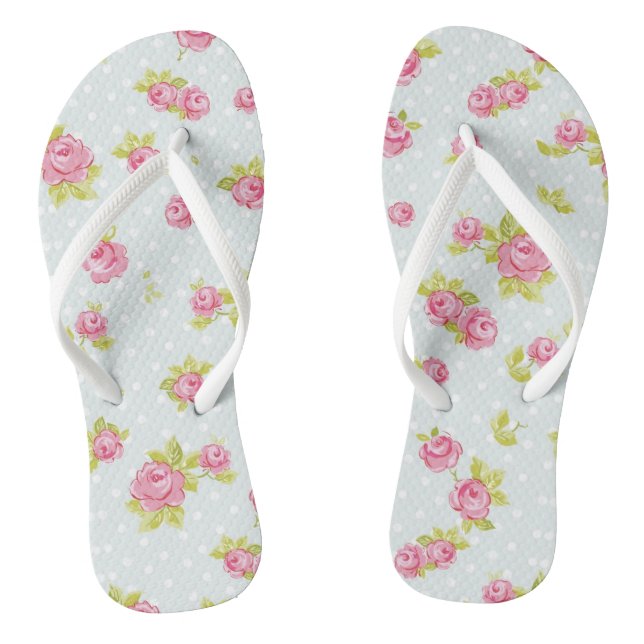 Tongs Papier peint élégant motif de roses roses roses ro (Semelle)