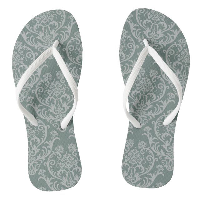 Tongs Papier peint floral vert (Semelle)