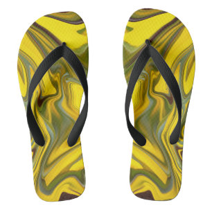 Tongs Papiers numériques Jaune Vagues Marbrées-55448