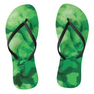 Tongs Papiers verts avec desgin abstrait nuageux