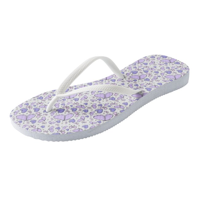 Tongs Papillon à violet mignon esthétique (Incliné)