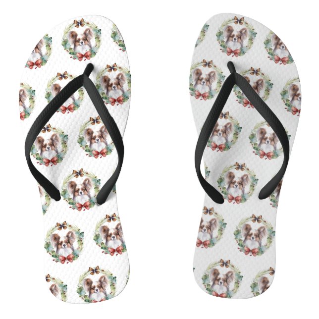 Tongs Papillon Christmas Wreath Festive Pup (Semelle)