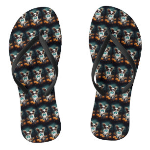 Tongs Papillon d'Halloween avec la peur Citrouille
