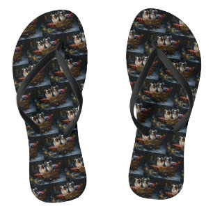 Tongs Papillon Traîneau enneigé Décor de Noël