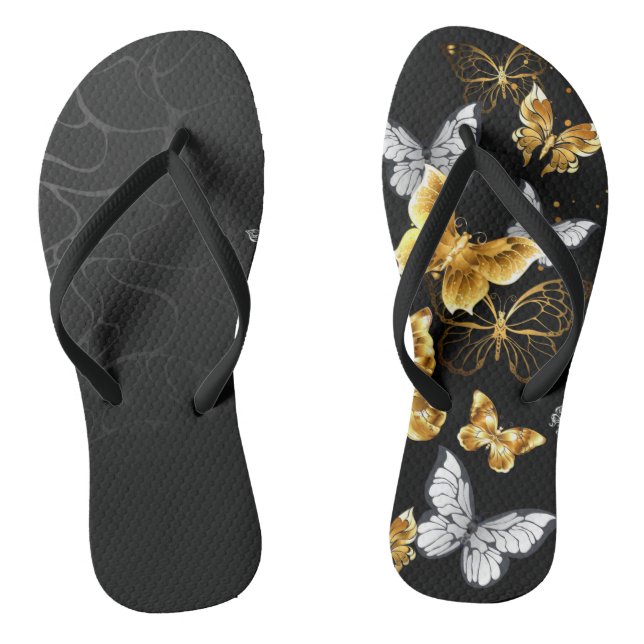 Tongs Papillons blancs et dorés (Semelle)