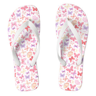 Tongs Papillons rose violet jaune couleurs pastel