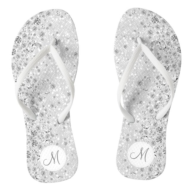Tongs Parties scintillant blanche et diamant (Semelle)