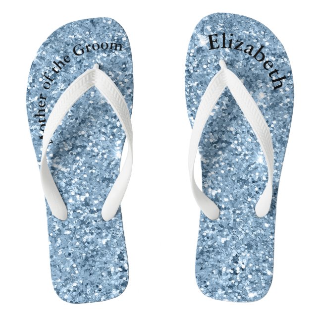 Tongs Parties scintillant bleu monogramme Mère de mariée (Semelle)
