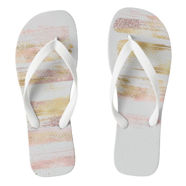 Tongs Parties scintillant d'aquarelle rose blanc Paint à (Semelle)
